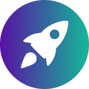 Rocket icon in gradient purple-teal circle representing launch, startup, or acceleration