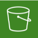 white bucket icon on green background representing Amazon S3 (Simple Storage Service)