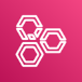 three connected white hexagon icons on pink gradient background representing AWS Service Catalog