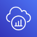 white cloud icon with bar chart inside circle on blue gradient background representing AWS CloudWatch Metrics