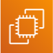 AWS EC2 icon with two overlapping microchip icons in white on an orange background
