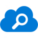 blue cloud icon with white magnifying glass representing Azure Cognitive Search