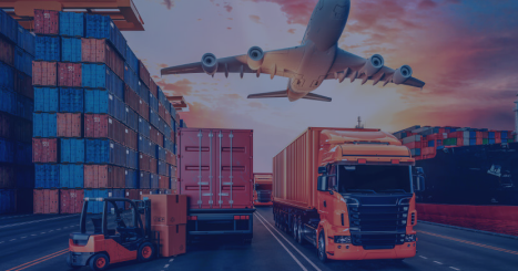 Container truck in ship port for business Logistics and transportation of Container Cargo ship and Cargo plane with working crane bridge in shipyard, logistic import export and transport industry
